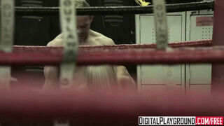 Jesse Jane a a izgató sportos bazinagy kannás világos szőke milf a ringben reszel